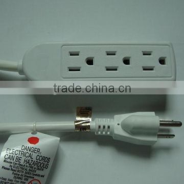 USA 3 outlets power cords with UL listed 6 feet White color