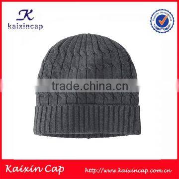 wholesale custom high quality dark grey plain beanie