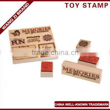 Wooden stamp with cute cat, lovely girls pattern decorated