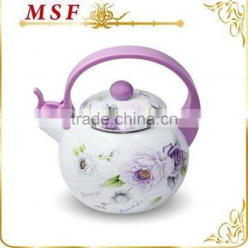 purple flower patten decal whistling enamelled kettles