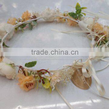 HL019 Hot Sale Fashion Women Tiara Flower Crown Headband Wedding Flower Garland Crown Handband photo-5