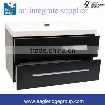 Soft Closing Drawers Vanity, Wall Hung Vanity, Black Wood Bathroom Vanity K600B