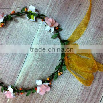 New Festival Flower Floral Hair Garland stretchy elastic Headband Boho Hippy H1010