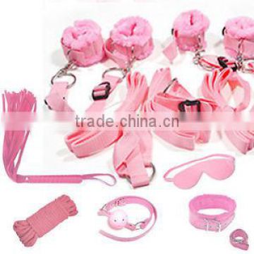 Baby Pink Under Bed Restraint System with Faux Fur Cuffs Bondage Apparatus sex toy HK068