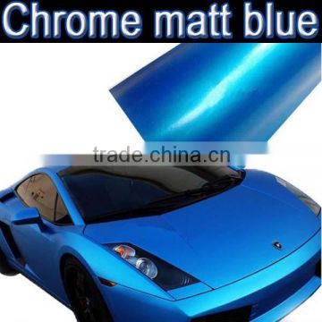 Very popular matte chrome blue vinyl film 1.52*20m with top quality