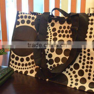 2015 fashion laminated PP woven handbags for shopping