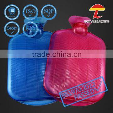 BS quality 2000ml luxury target pvc hot water bottle with fleece cover