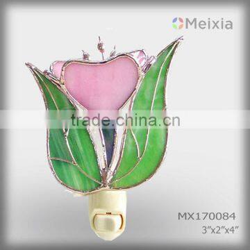 MX170084 wholesale stained glass wall plug flower night light