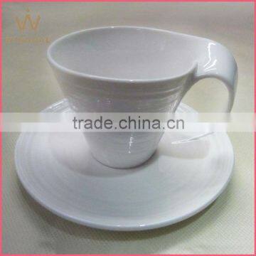 Porcelain waved shape coffee cups and saucers