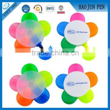 Customized Logo Flower Highlighter Plastic Pen ,Multicolor Flower Highlighter Pens