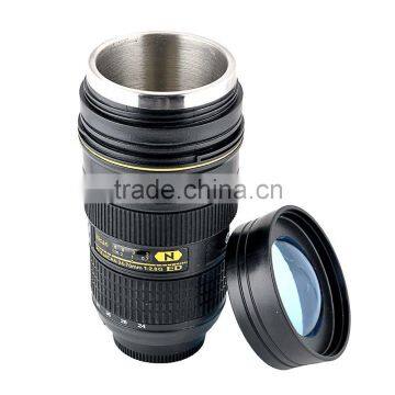 Camera Lens cup 24-70mm 1.2.8G ED Ounce 1:1 Coffee Tea Mug, Stainless Steel Interior, Plastic Exterior