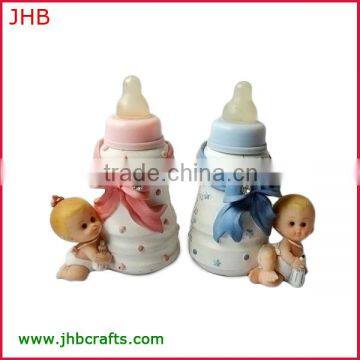 custom polyresin baby figurine with feeding bottle