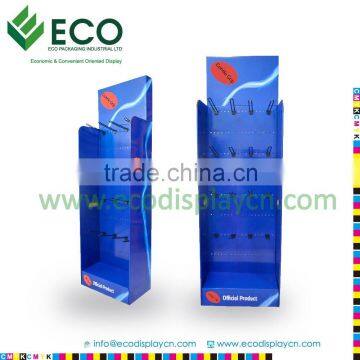 POS Hook Display Stand For Retail, Cardboard Floor Display With Hooks