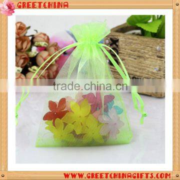 Yellow color beautiful lovely personalized organza drawstring bag