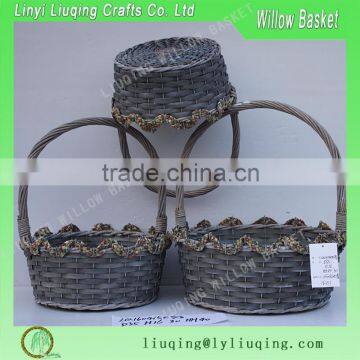 lace willow fruit basket cheap wicker baskets with lace for fruit