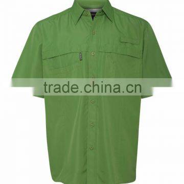 Short sleeve green color full button polo fishing shirts                        
                                                                                Supplier's Choice