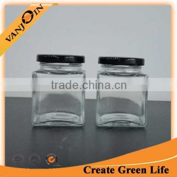 Wholesale Square Glass Honey Jar With Black Lid