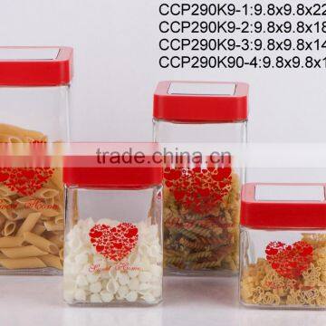 CCP290K9 square glass jar with decal printing