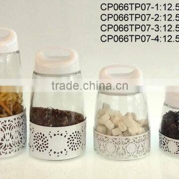 CP066TP07 Round Glass Jar With Metal Casing