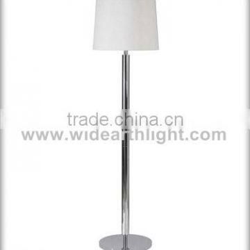 UL CUL Listed Modern Chrome Column Hotel Floor Lamp With Drum Fabric Shade F90006