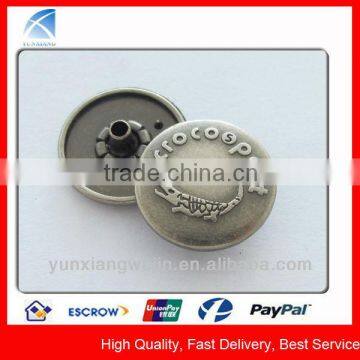 YX1256 Custom Embossed Metal Round Cover Buttons