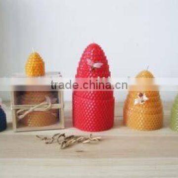 Beehive shape handroll Beeswax candle