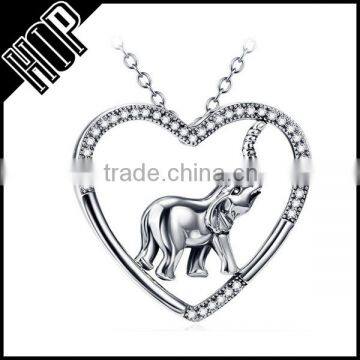 2016 jewelry trends women cute alloy silver plated crytsal elephant necklace