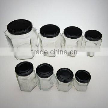 different size of glass honey jar with metal lid special promotional prices