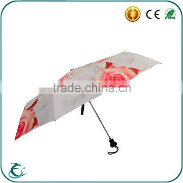 Chinese Fashion 3 Fold Customize Rose Auto Open Umbrella photo-2