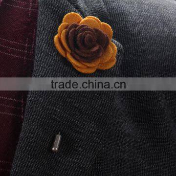 Brown linen flower lapel pin /boutonniere/wedding flower/men's stick pins