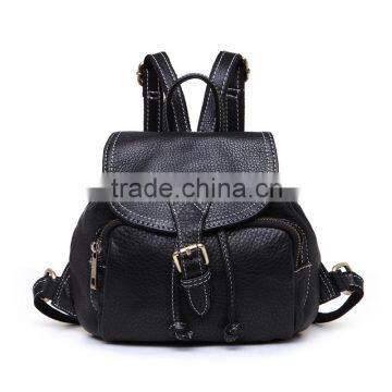 New design fashionable black pu leather cute mini leisure backpack for lady