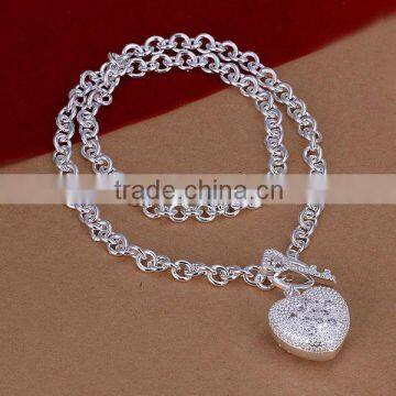 wholesale 2014 fashion women heart pendant jewelry 925 sterling silver necklace