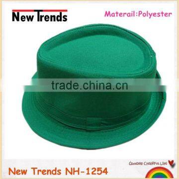 Green polyester fedora hat