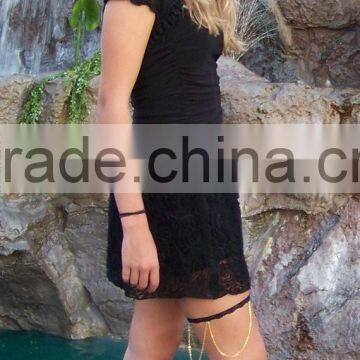 Women Gold Thigh Leg Metal Layers Tassel Chain Strand Fashion Body Jewelry photo-3