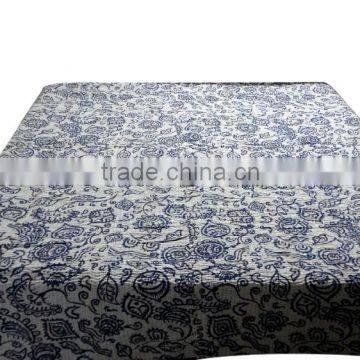 Blue Indigo Paisley Beautiful Printed Double Bed Size Colorful Kantha Stitched Bed Cover Double Bed Size Cotton Fabric Bedspread