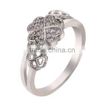 Cute Delicate Women Ring Four Leaf Clover Shaped Inlay Zircon Cubic Wedding