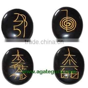 Black Agate Oval Reiki Set : Wholesaler Manufacturer Gemstone