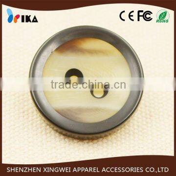 semi transparent resin hole fancy button with black round shape