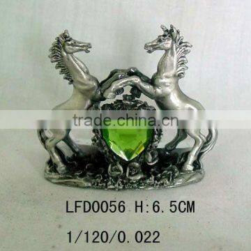 Metal Pewter Unicorn Statue With Rinestone