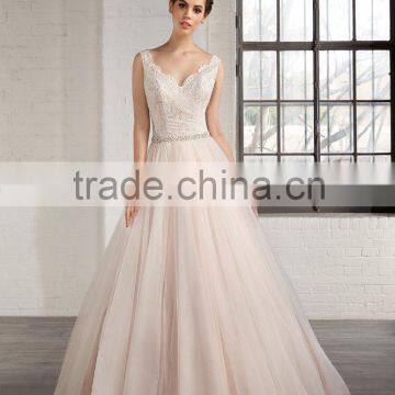 (MY7785) MARRY YOU Elgant Dresses Sleeveless V-neck Lace Wedding Gowns 2015