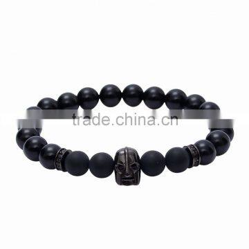 24k Gold Plated Helmet Spartan Warrior Custom Charm Beaded Bracelet for Men photo-3