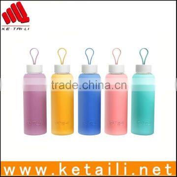 Eco-friendly high quality soft custom glass bottle with silicone sleeve