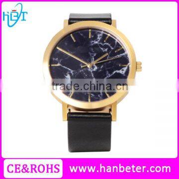 Unique charm stainless steel black marble face watch with customized logo