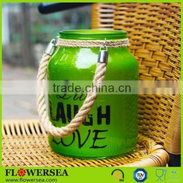 wholesale hanging decorative glass food storage jars with decorating firing