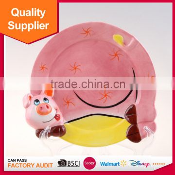 Hot selling hand-painted pig shape porcelain dessert plate