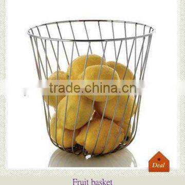 Modern chrome iron wire round fruit basket