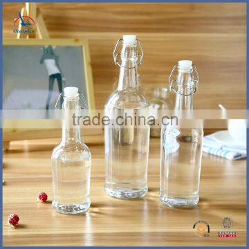 High Quality Set 3 Glass Beverage Bottles Wholesale Clear Glass Water Bottle