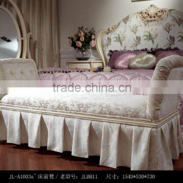 royal European French furniture antique white bedroom sets Bed Bedside table Wardrobe Dressing table Bench Commode Chair