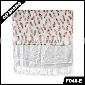 F040-E Hot!! Beautiful Feather Printed Scarf Muffler Home Decor