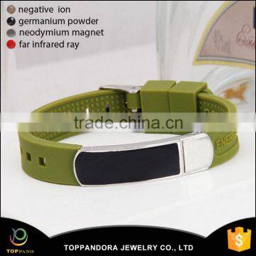 4 in 1 Bio Elements Energy Cheap Stainless Steel Clasp Custom Silicone Bracelet For Man